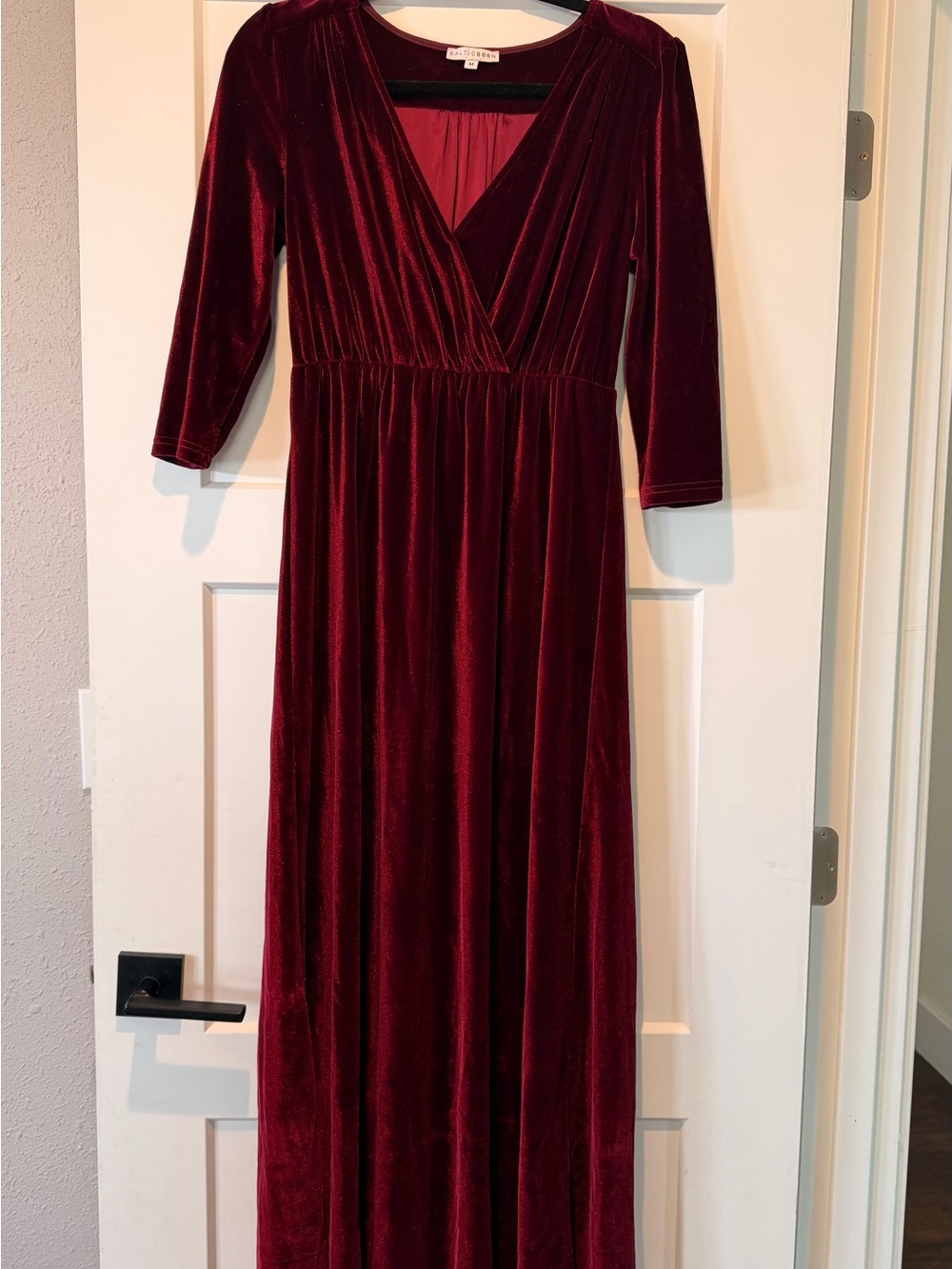 Baltic Born Burgundy Velvet Wrap Maxi Dress – Size M